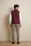 Maroon Signature Nehru Fit Jacket | 100% Woolen