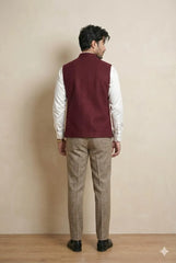 Maroon Signature Nehru Fit Jacket | 100% Woolen