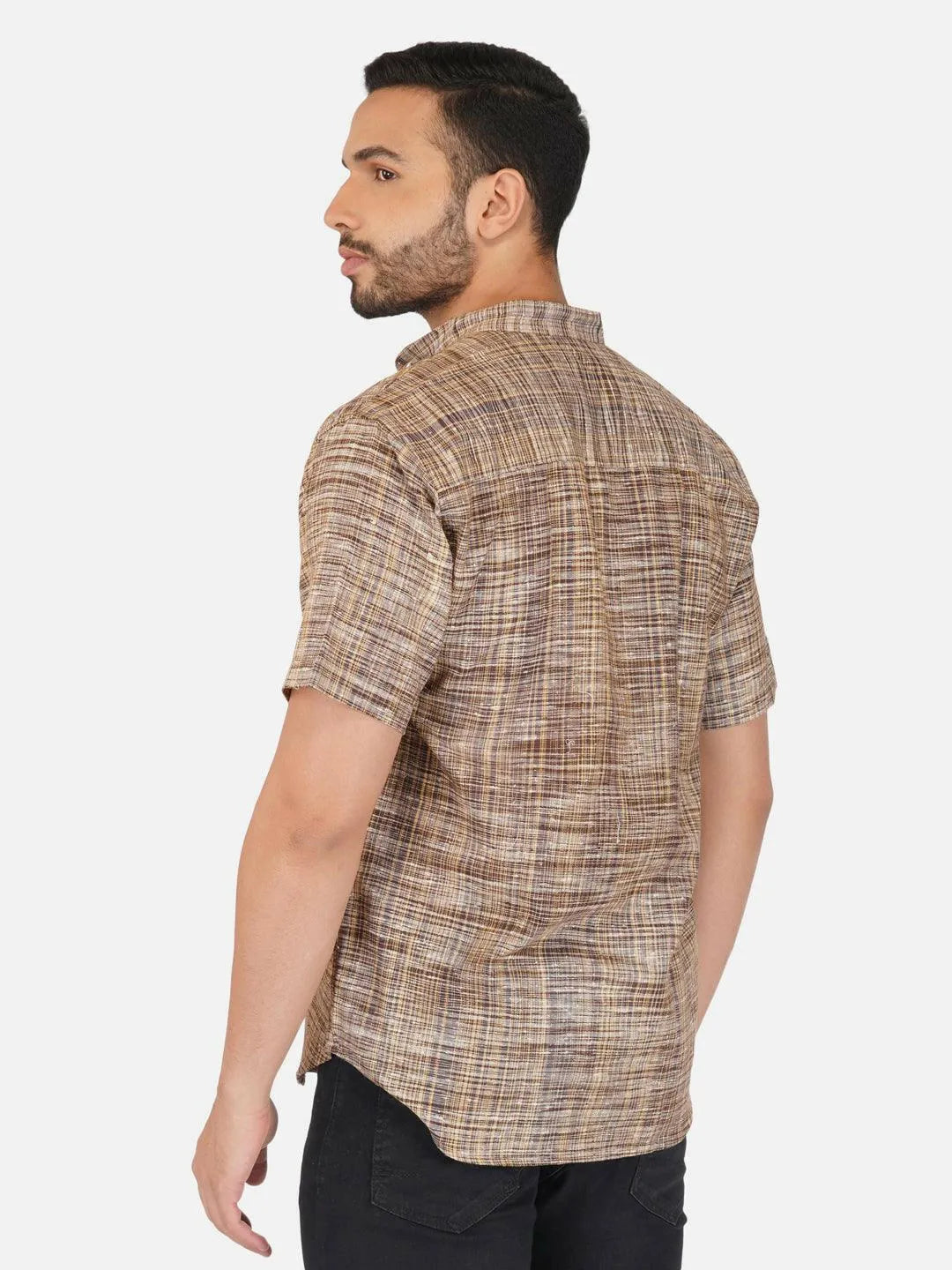 Pure Khadi Short Kurta in Coffee Color