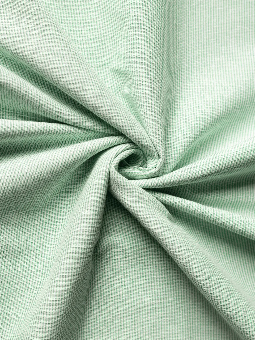 Small Plain Line White & Green Traditional Khadi Fabric