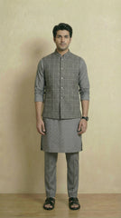 Ash Grey Signature Nehru Fit Jacket | 100% Woolen
