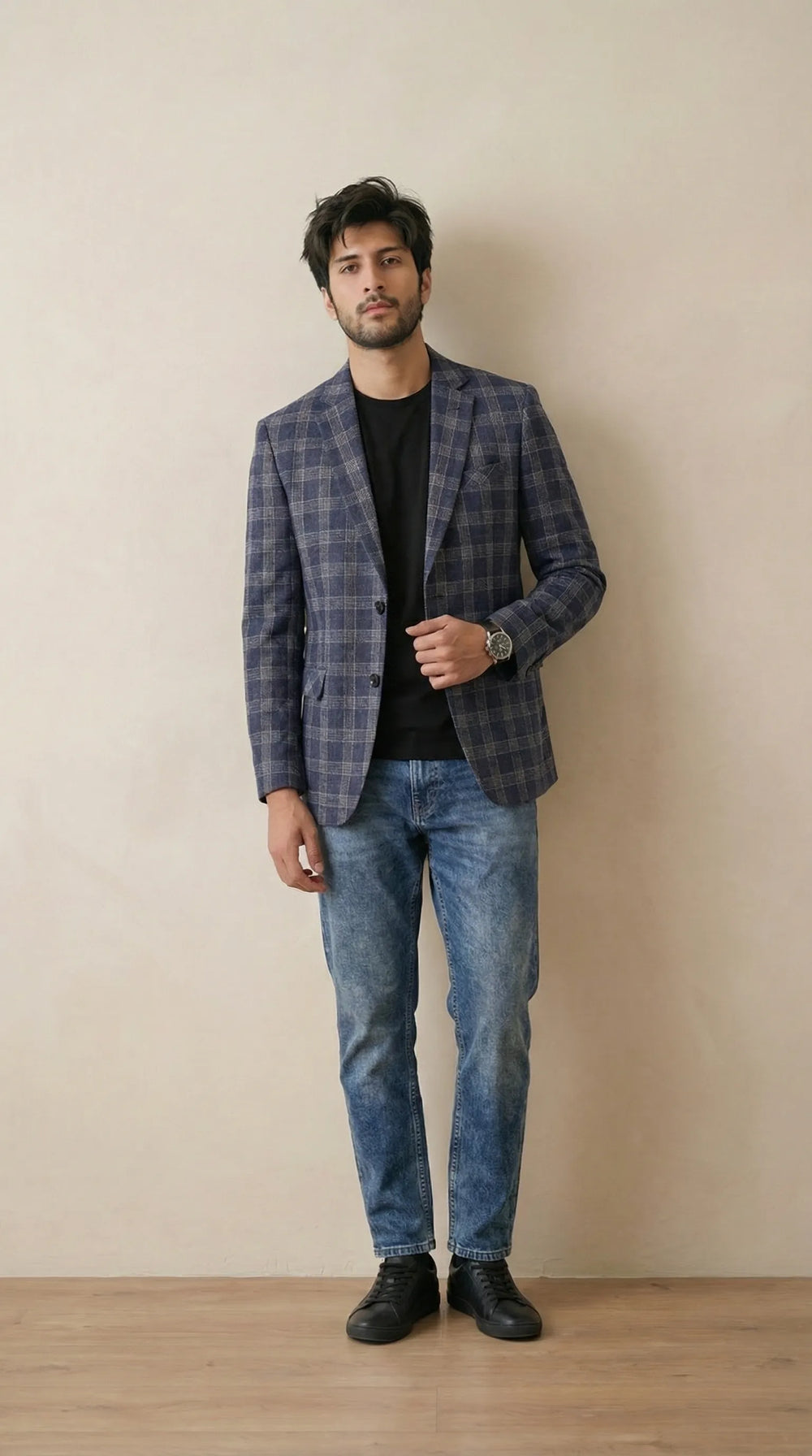 Blue Tweed Blazer | 100% Wool, Classic Structured Fit