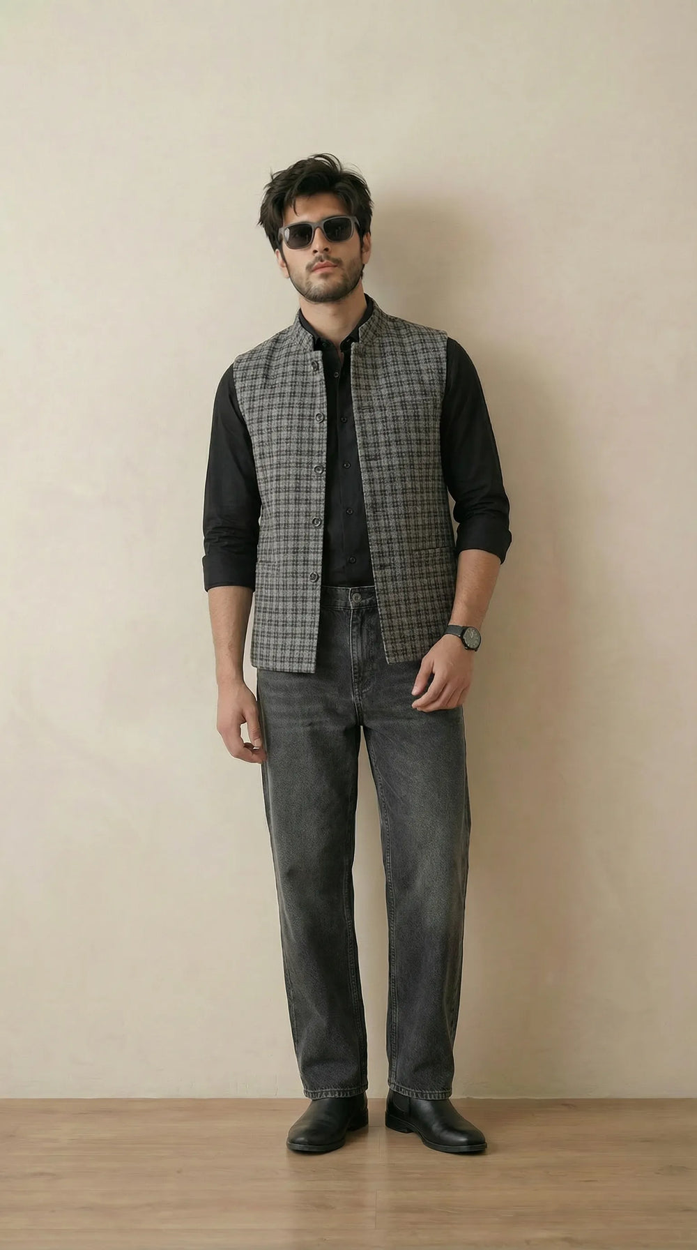 Reversible Iron Grey Nehru Fit Jacket | 100% Woolen