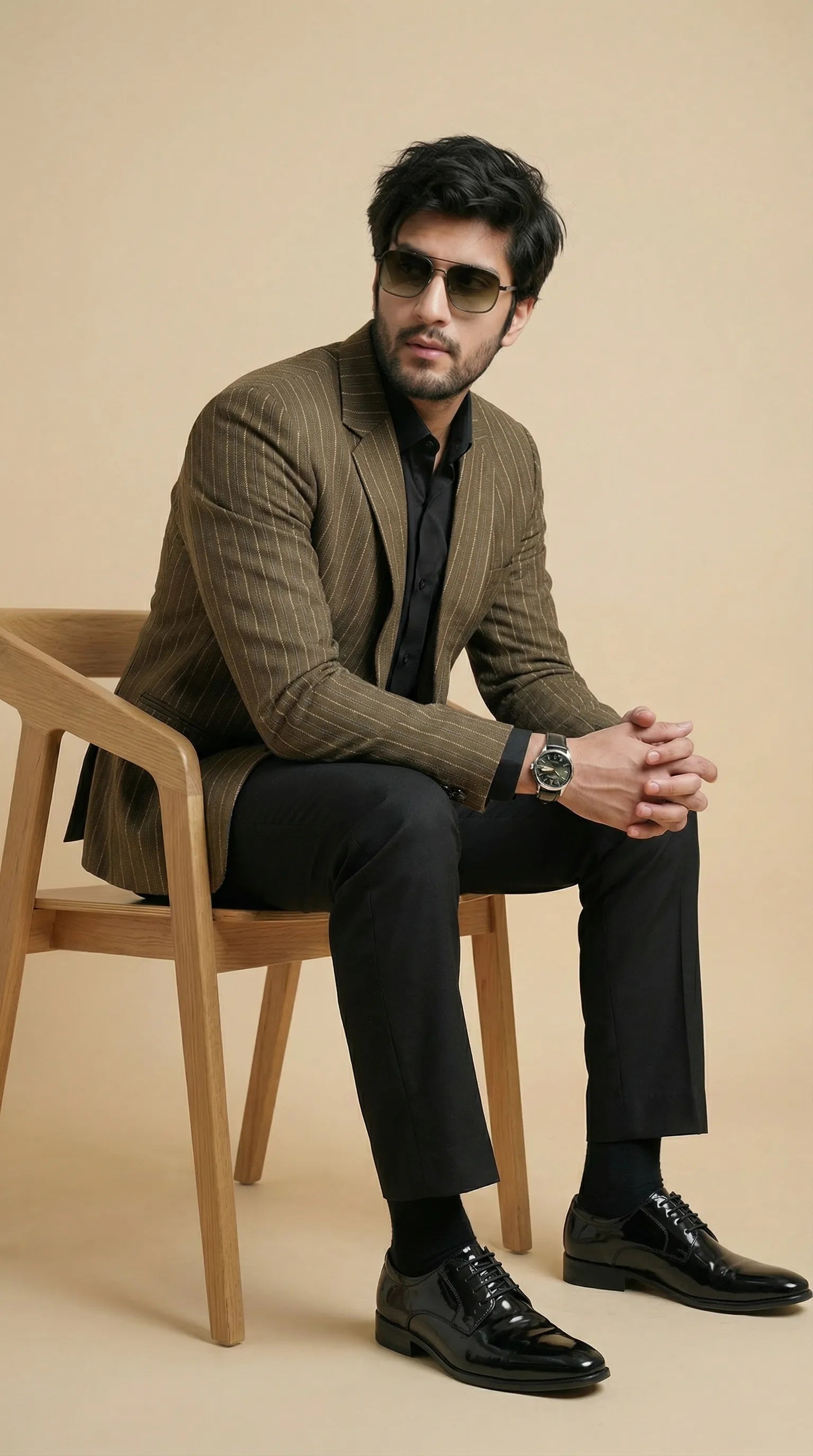 Olive Tweed Blazer | 100% Wool, Classic Structured Fit