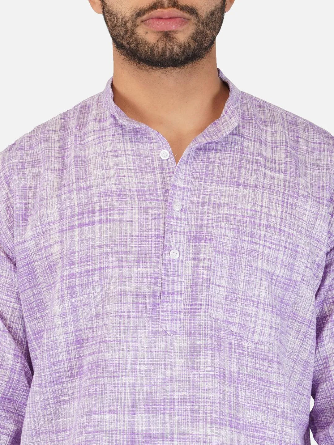 Pure Khadi Short Kurta in Purple Color