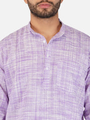 Pure Khadi Short Kurta in Purple Color