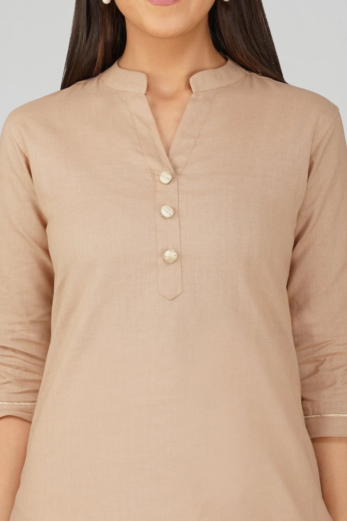 Women's Khadi Short kurti Beige Brown