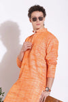 Vibrant Orange Khadi Cotton Long Kurta