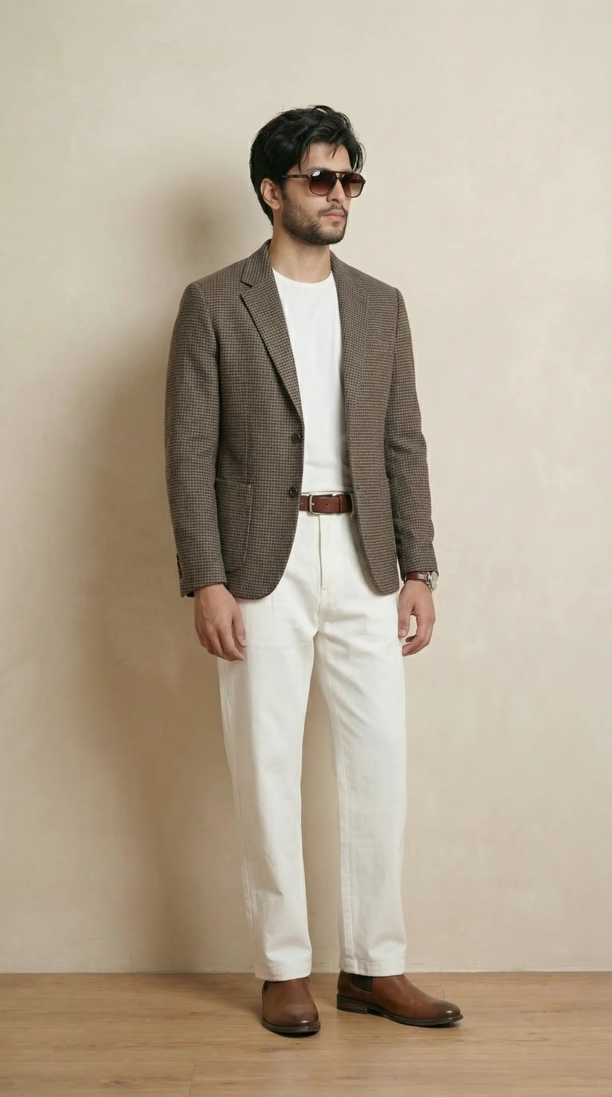 Dusky Brown Tweed Blazer | 100% Wool, Classic Structured Fit