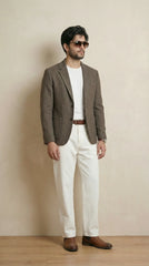 Dusky Brown Tweed Blazer | 100% Wool, Classic Structured Fit