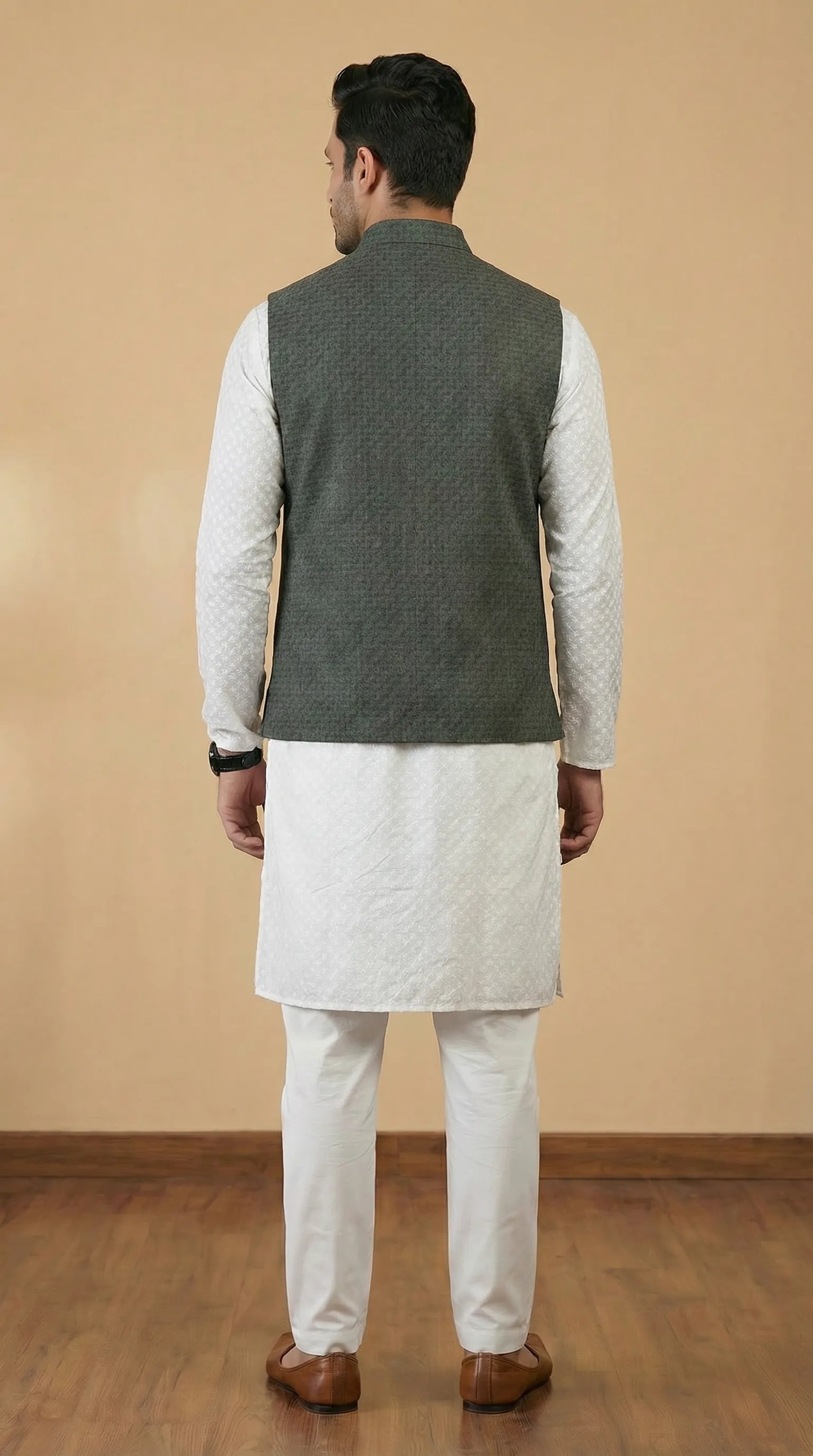 Forest Green Signature Nehru Fit Jacket | 100% Woolen