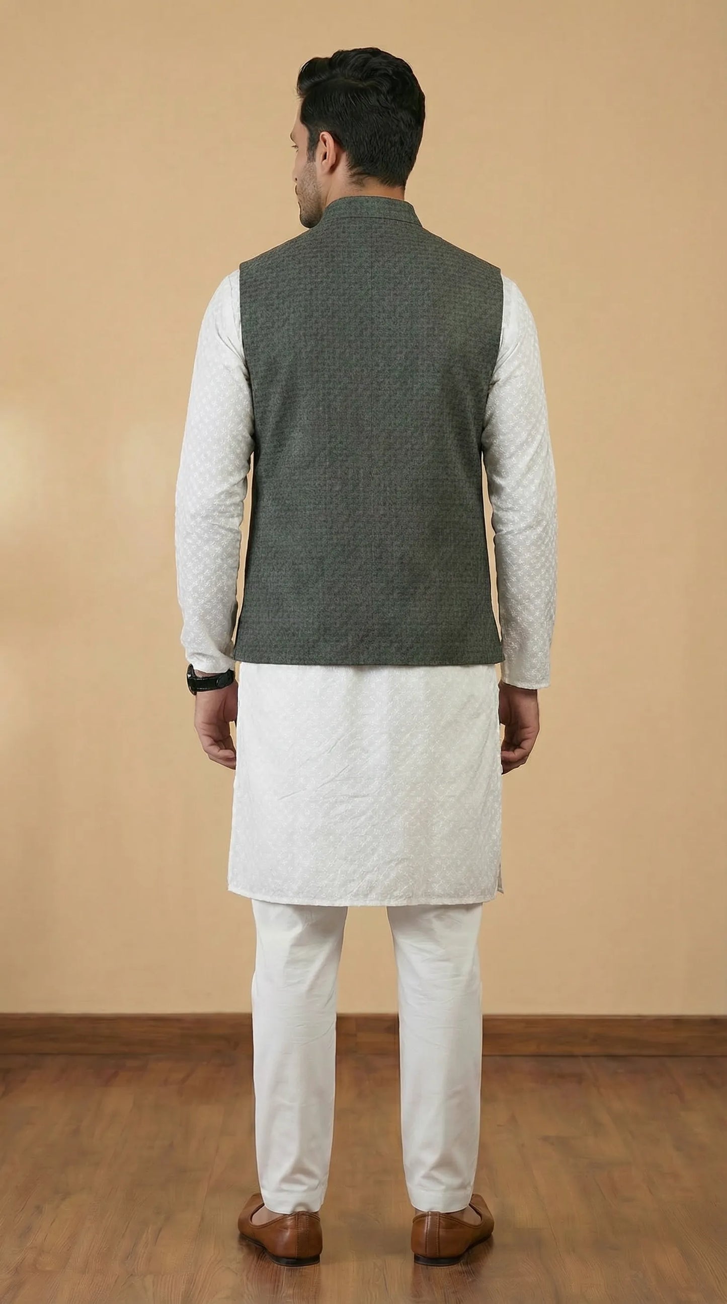 Forest Green Signature Nehru Fit Jacket | 100% Woolen