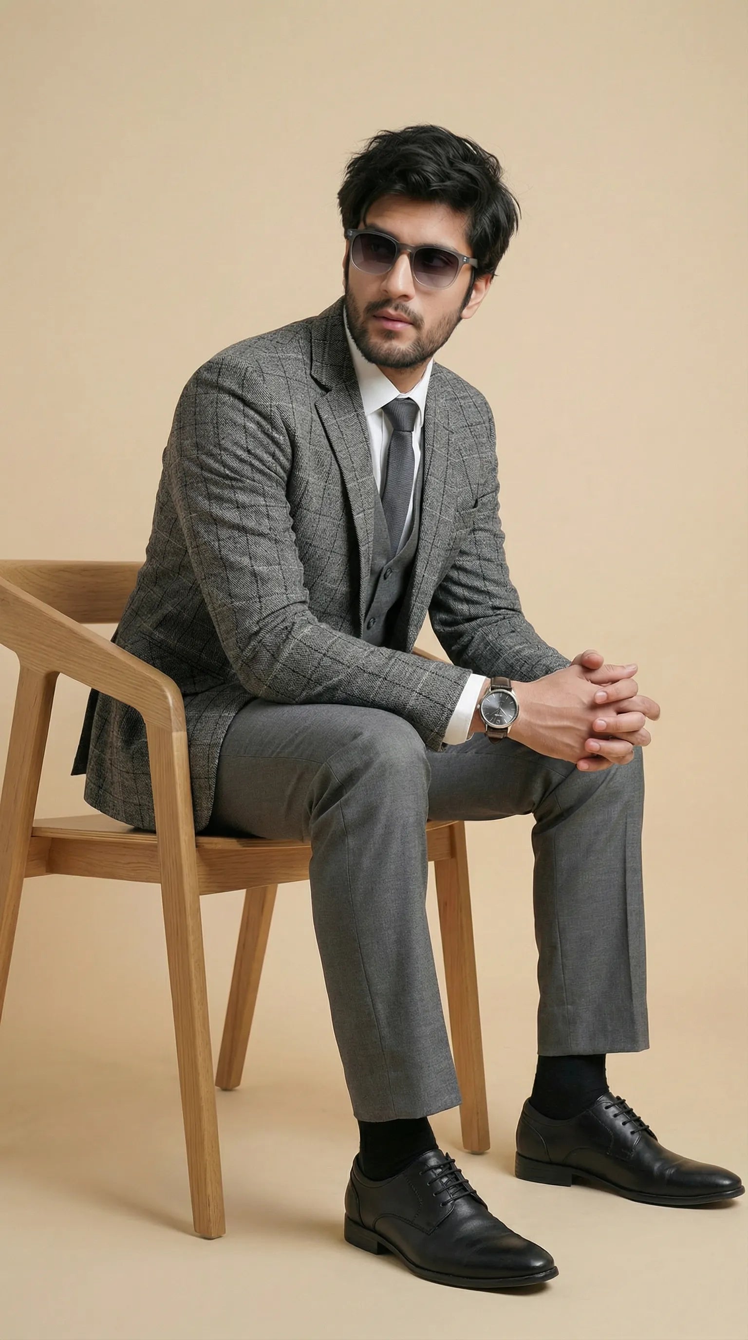 Charcoal Tweed Blazer | 100% Wool, Classic Structured Fit