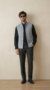 Classic Grey Signature Nehru Fit Jacket | 100% Woolen