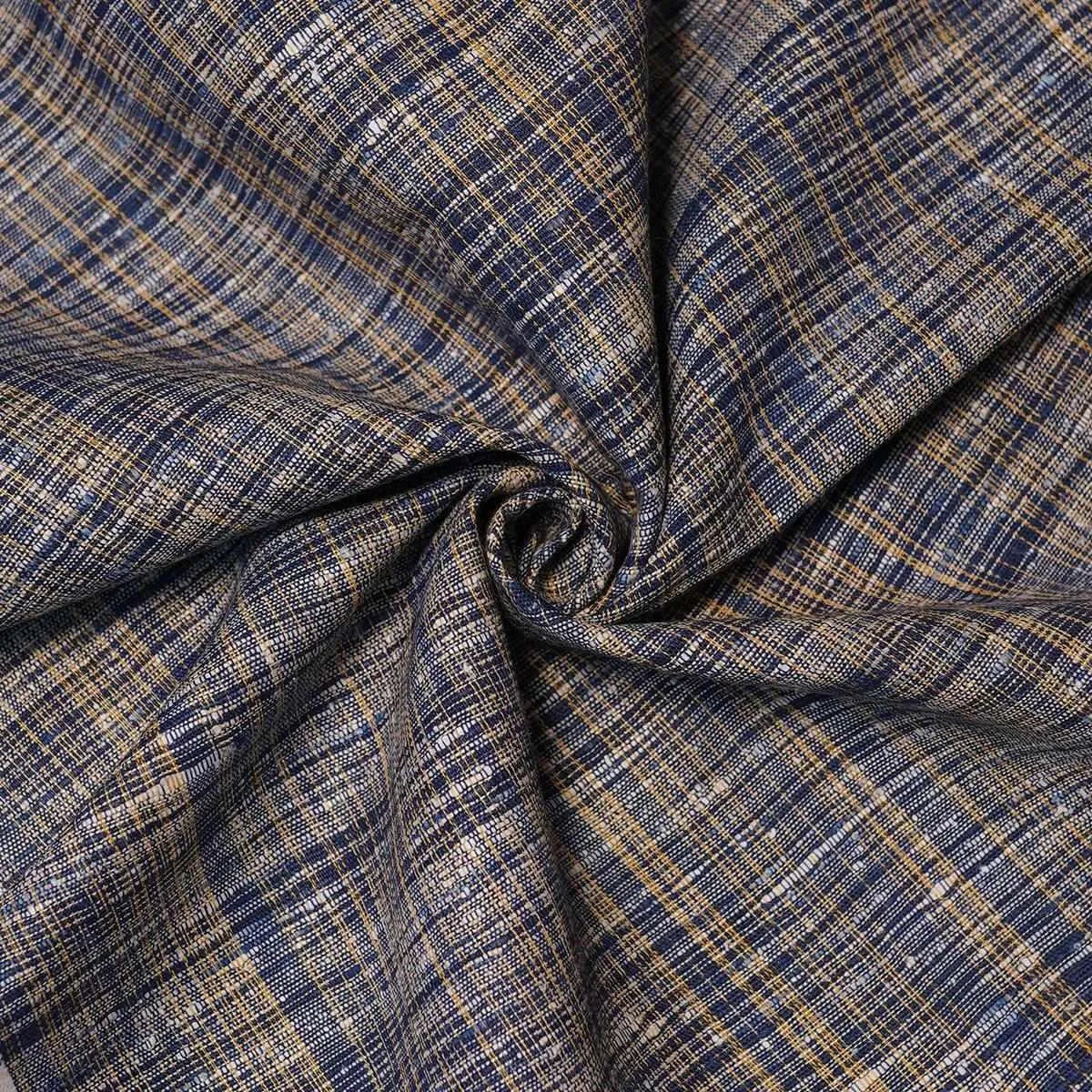 Khadi Kurta Pajama Fabric Combo Set - Unstitched Blue Traditional Khadi