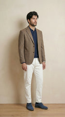 Wood Brown Tweed Blazer | 100% Wool, Classic Structured Fit