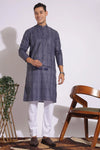 Trending Black and Grey Lining Design Print Kurta