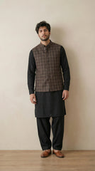 Dark Brown Signature Nehru Fit Jacket | 100% Woolen