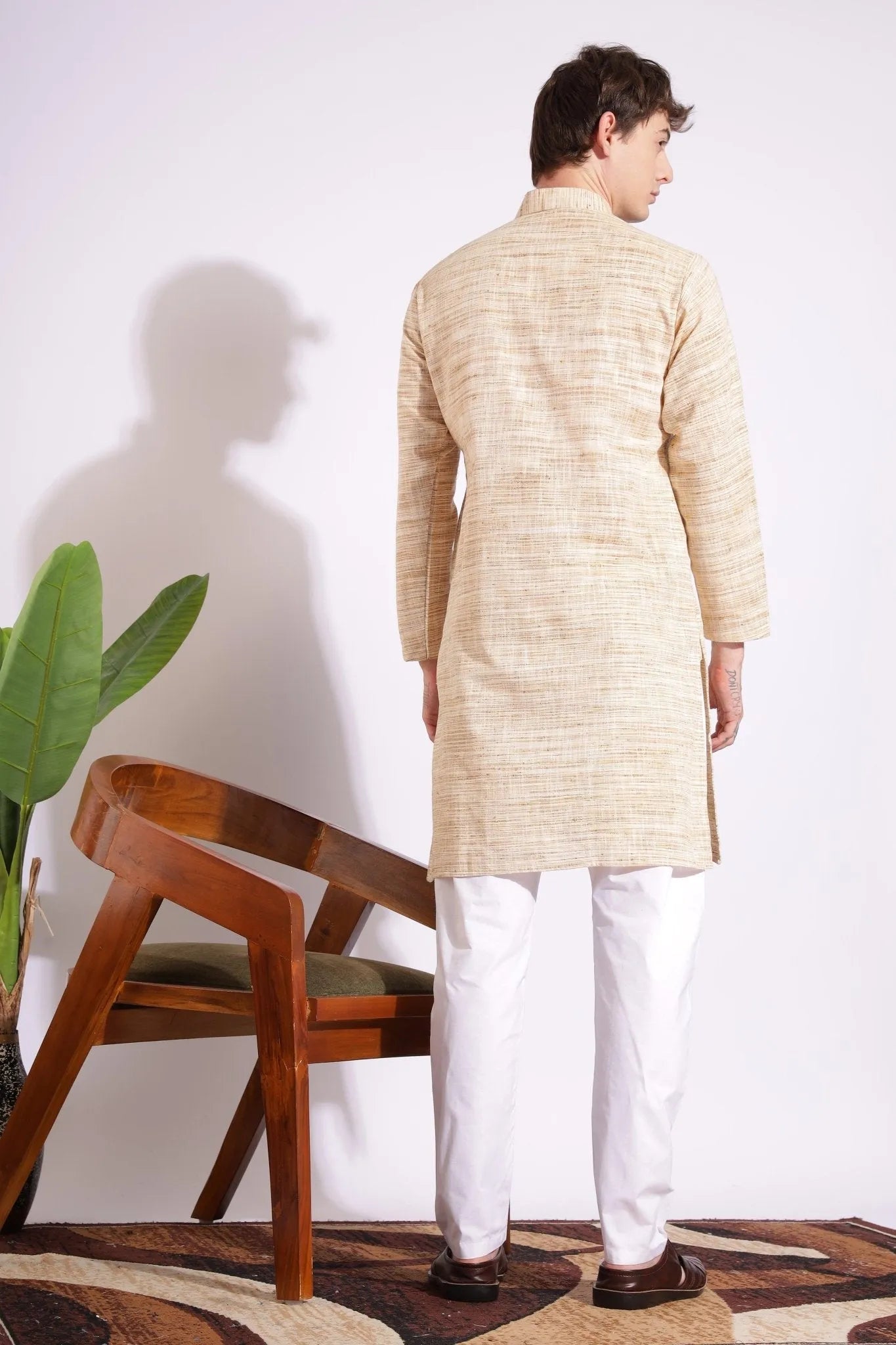 Wheat Color Khadi Cotton Kurta