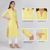 Women's Long Khadi Kurti Pastel Yellow