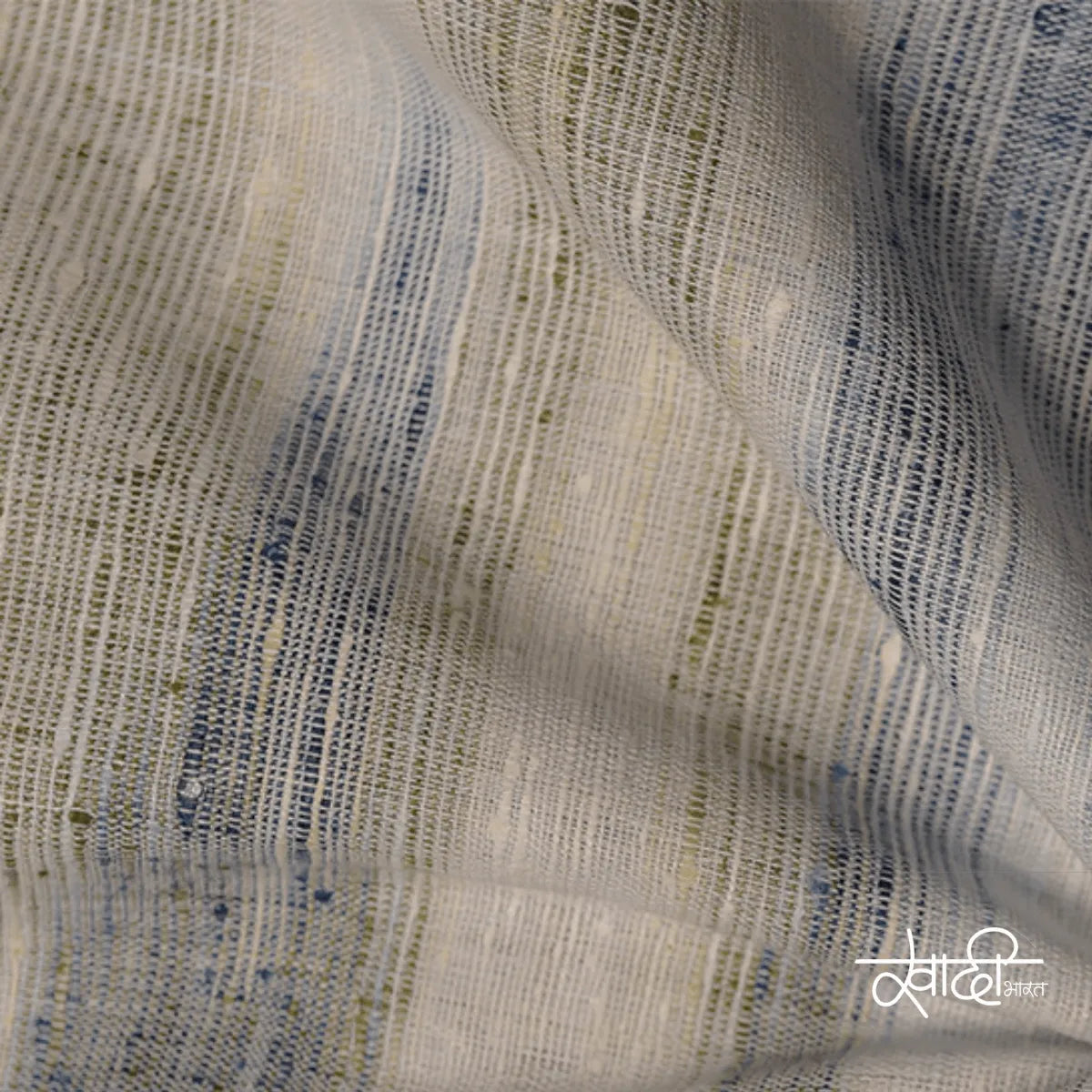 Khadi Kurta Pajama Fabric Combo Set - Unstitched Off Blue Traditional Khadi