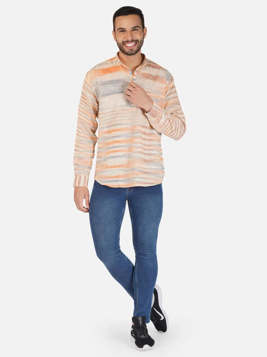 Pure Khadi Short Kurta in Golden Color