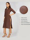 Women's Long Khadi Kurti Coffee Brown
