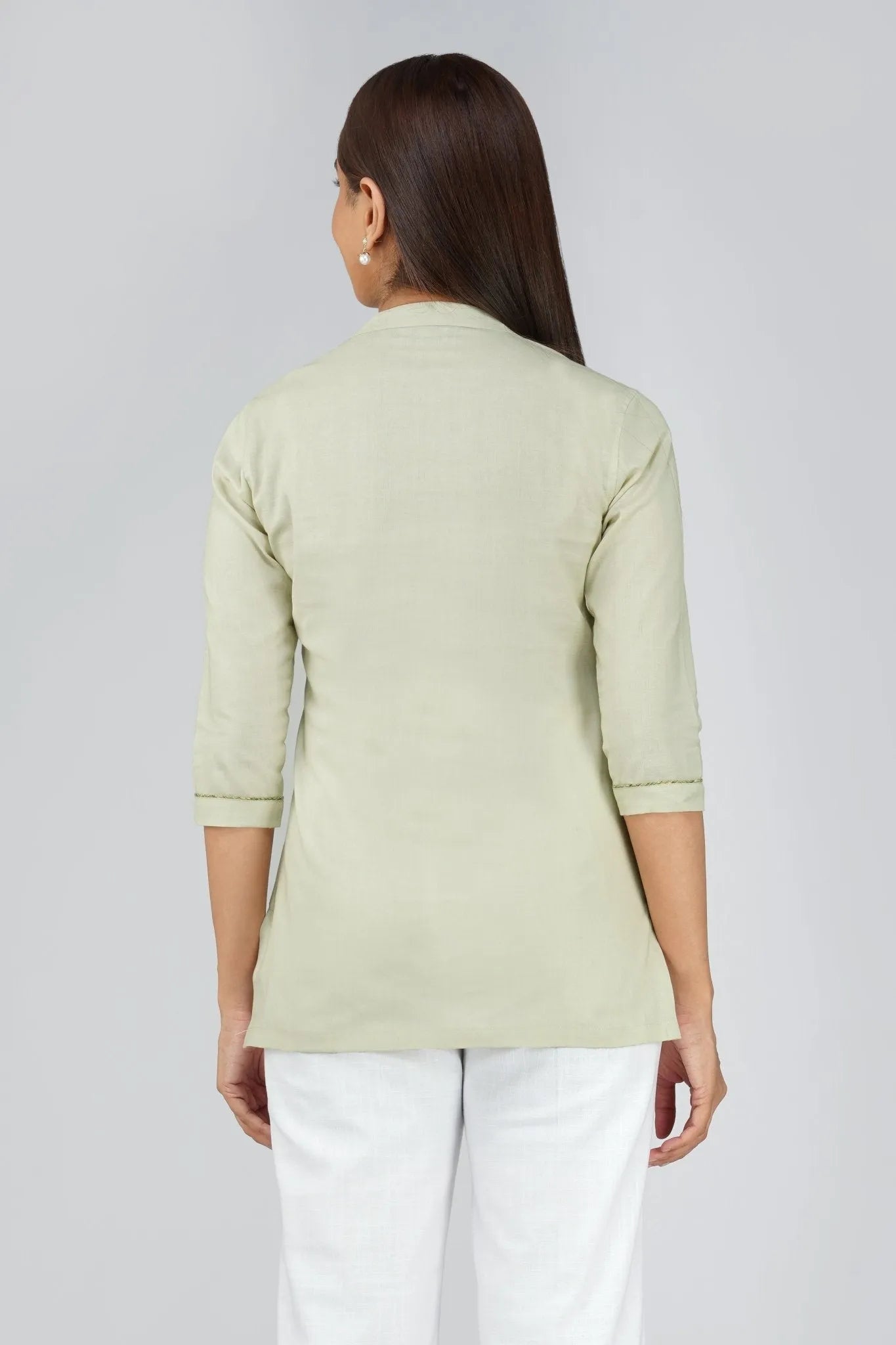 Women's Khadi Short Kurti Light Olive Green