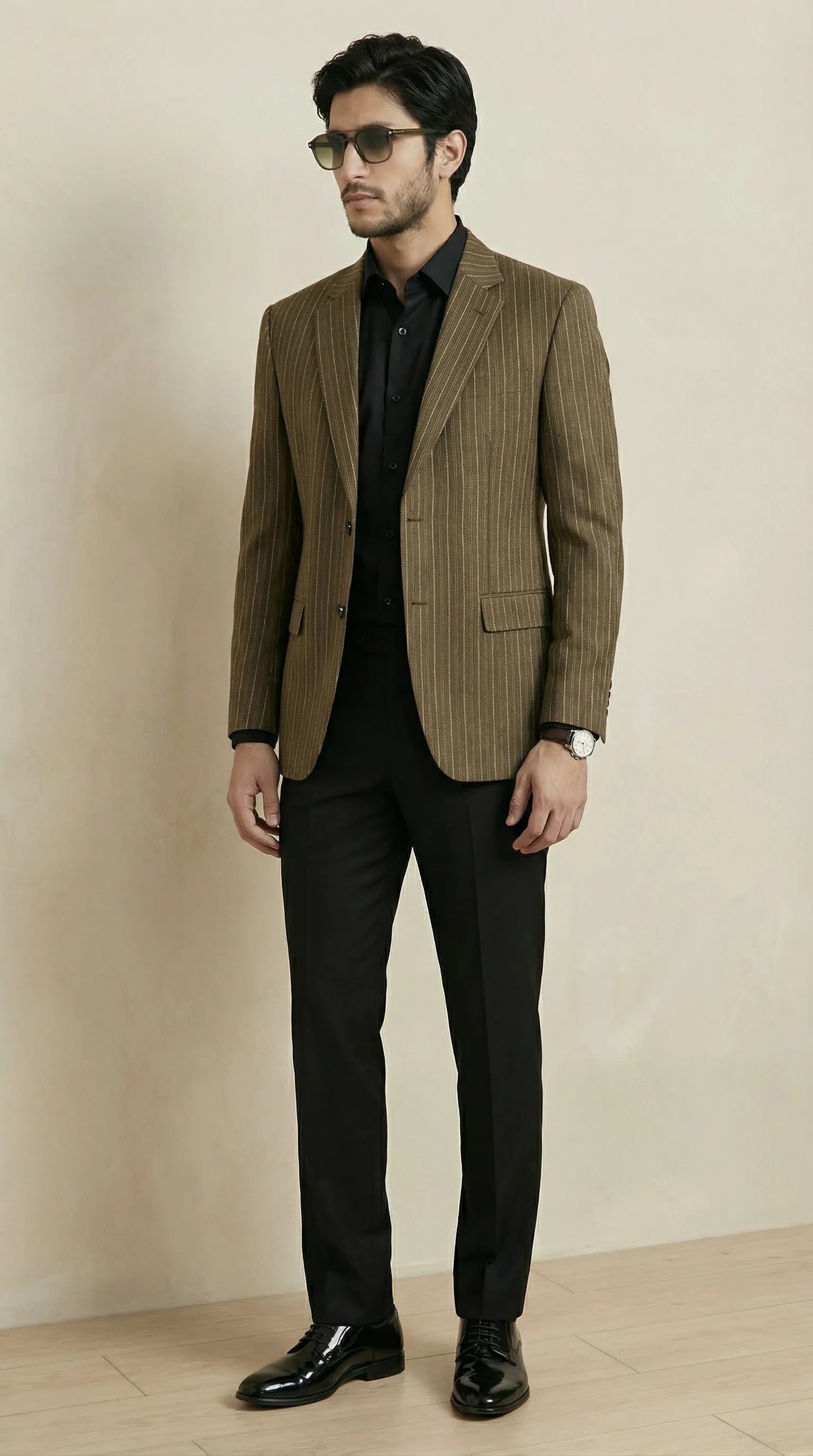 Olive Tweed Blazer | 100% Wool, Classic Structured Fit