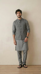 Ash Grey Signature Nehru Fit Jacket | 100% Woolen