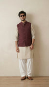 Reddish Maroon Signature Nehru Fit Jacket | 100% Woolen