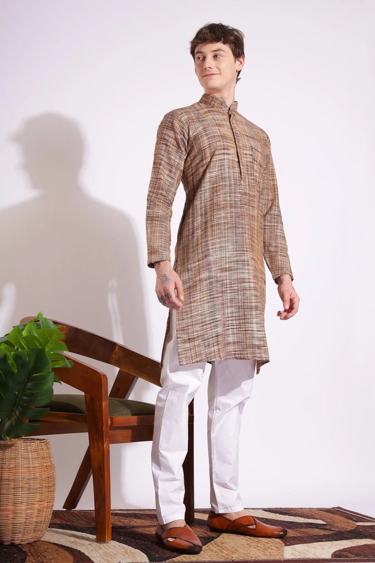 Coffee Khadi Kurta