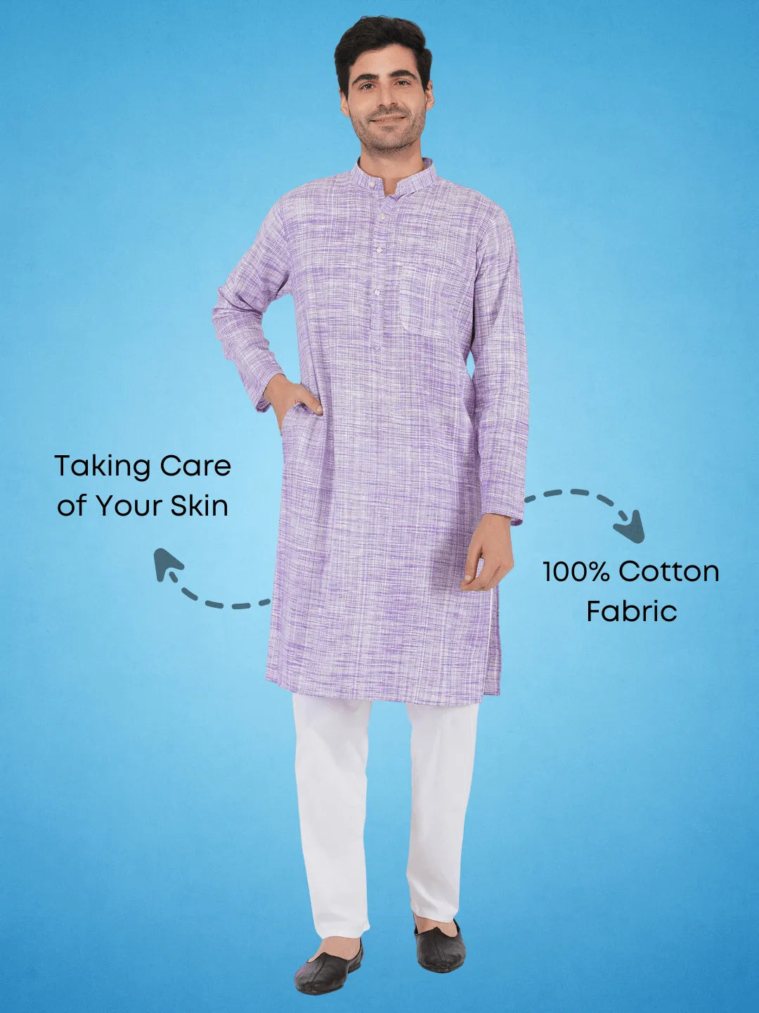 Purple Colour Khadi Kurta