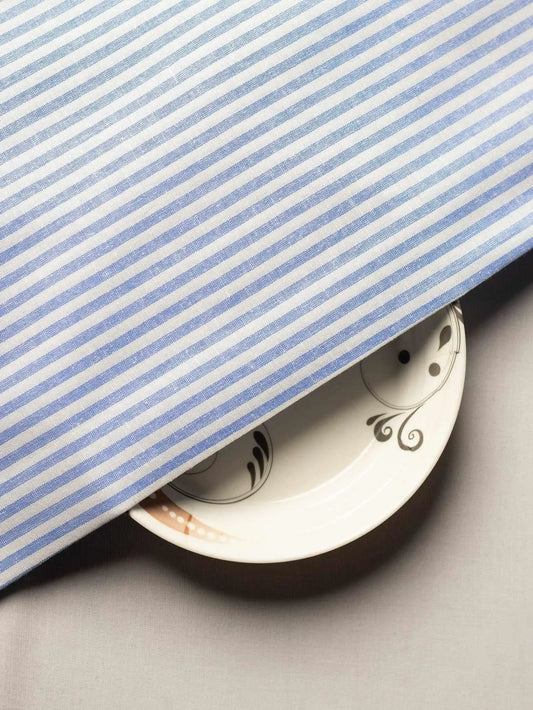 White & Blue Big Line Trending Self Pattern Khadi Fabric