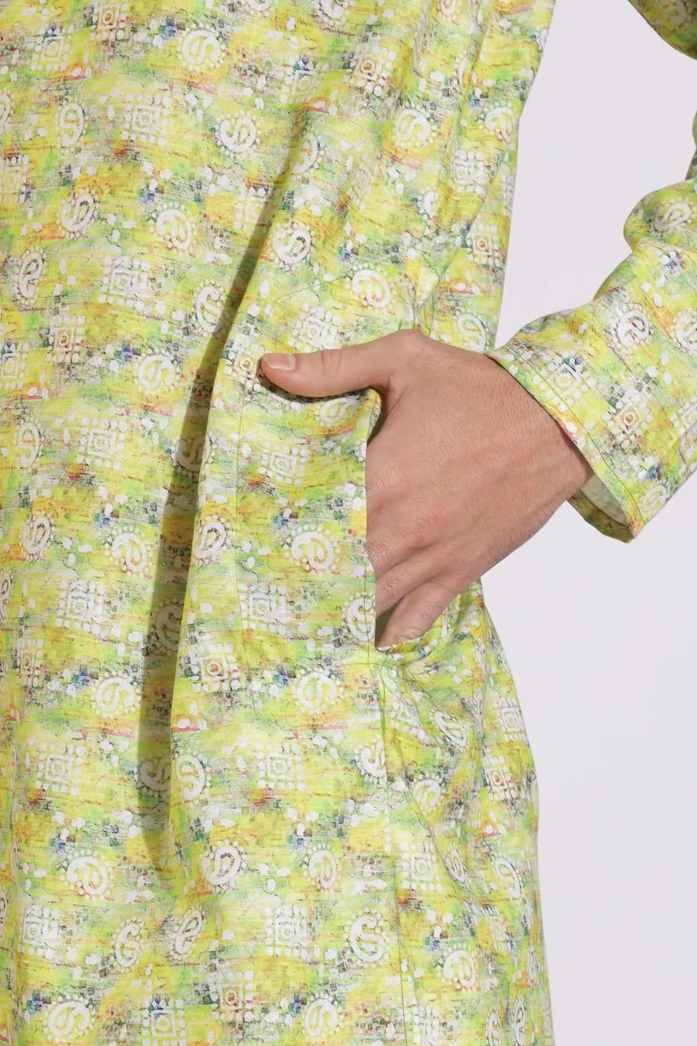 Vibrant Print Cotton Light Green Color Kurta