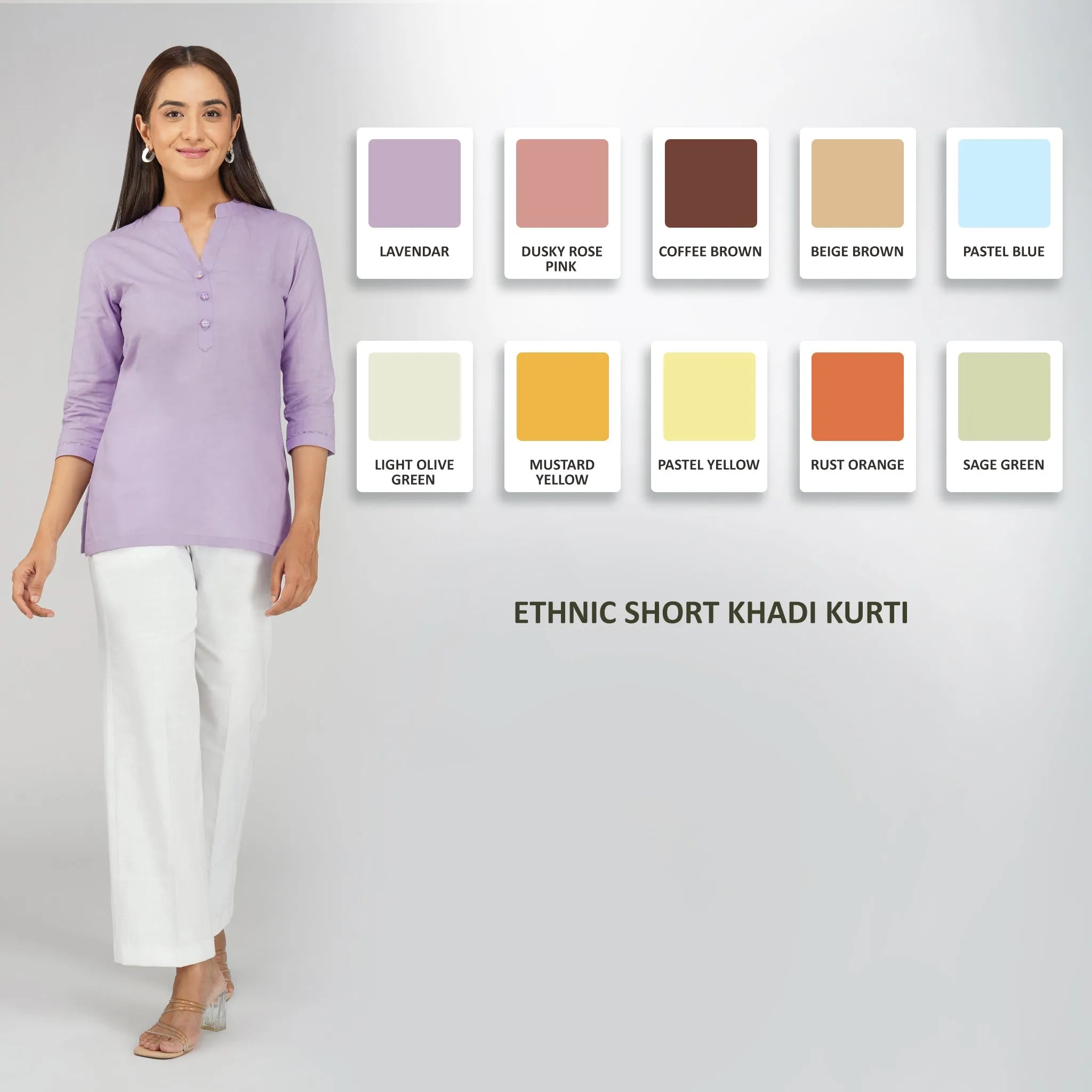 Women's Khadi Short Kurti Lavander