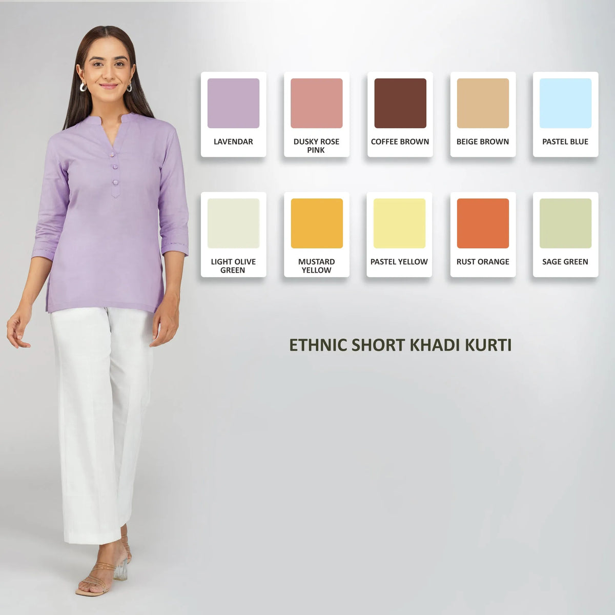 Women's Khadi Short Kurti Lavander