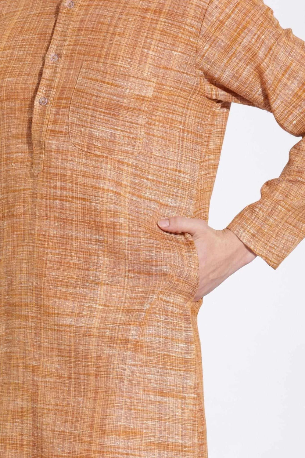 Elegant Brown Khadi Long Kurta