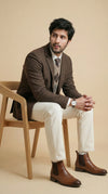 Coffe Brown Tweed Blazer | 100% Wool, Classic Structured Fit