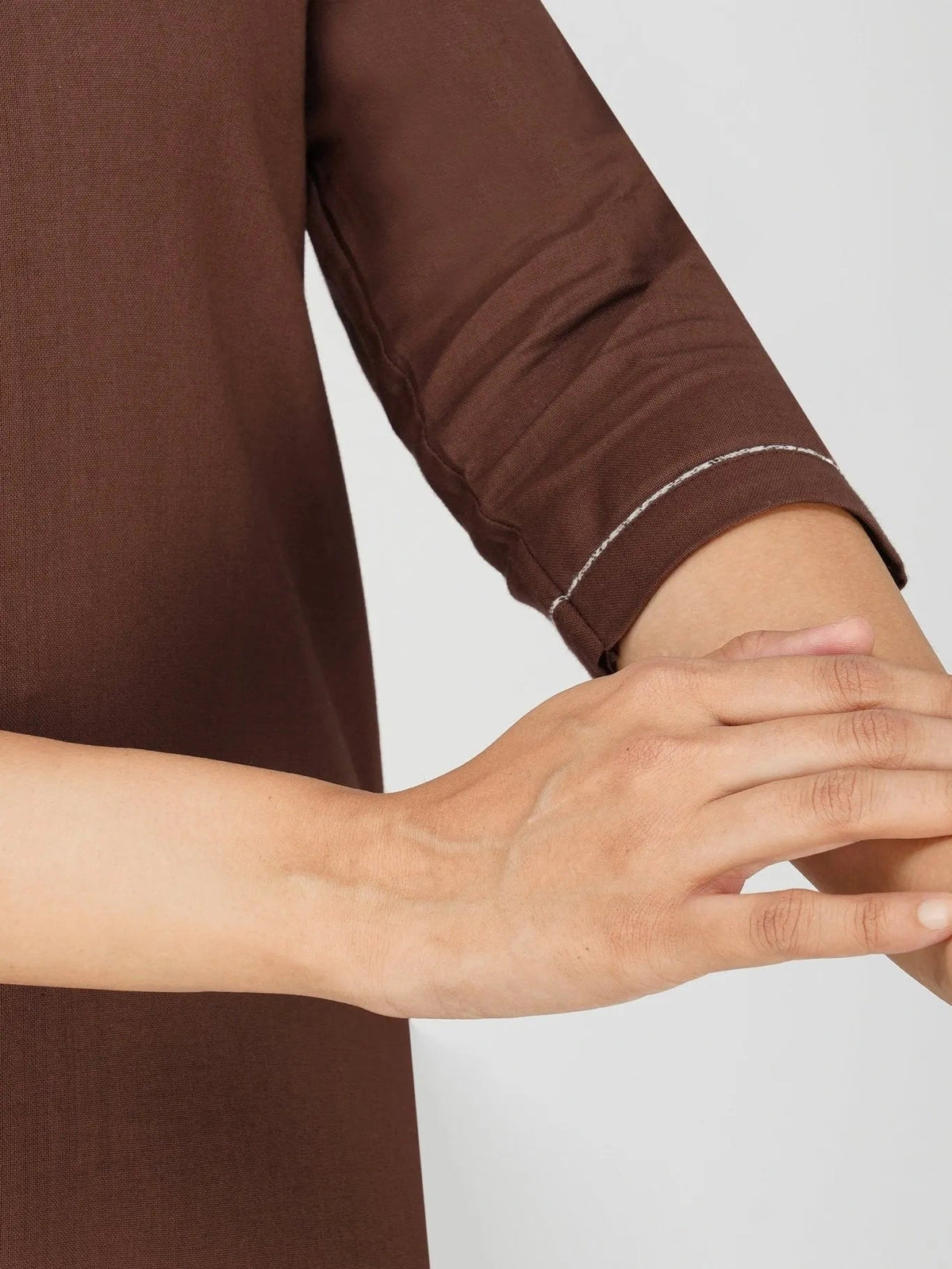 Women's Long Khadi Kurti Coffee Brown