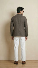 Dusky Brown Tweed Blazer | 100% Wool, Classic Structured Fit