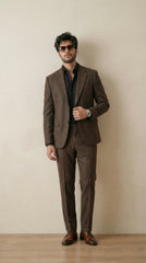 Coffe Brown Tweed Blazer | 100% Wool, Classic Structured Fit