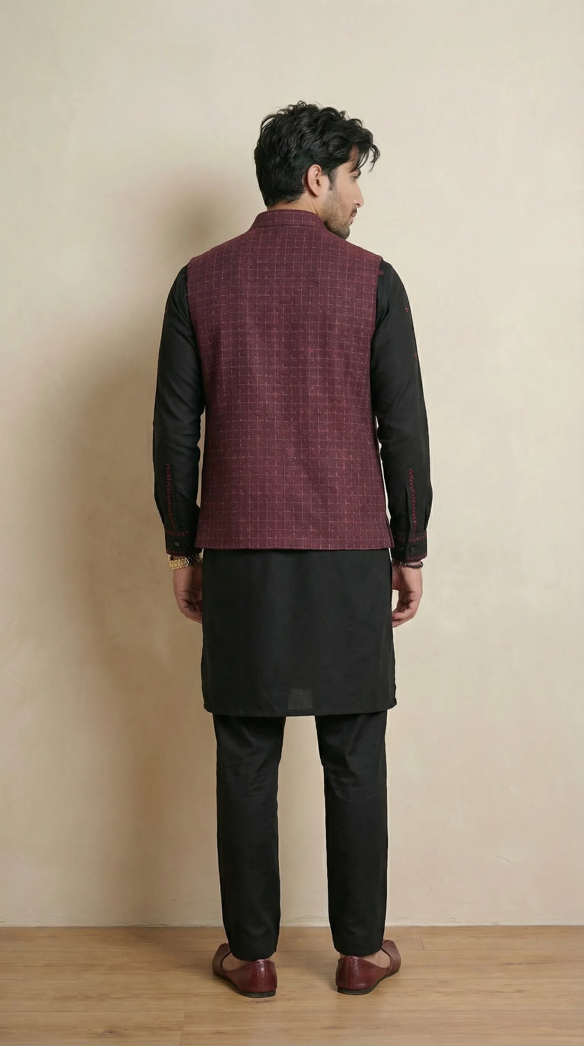 Burgundy Signature Nehru Fit Jacket | 100% Woolen