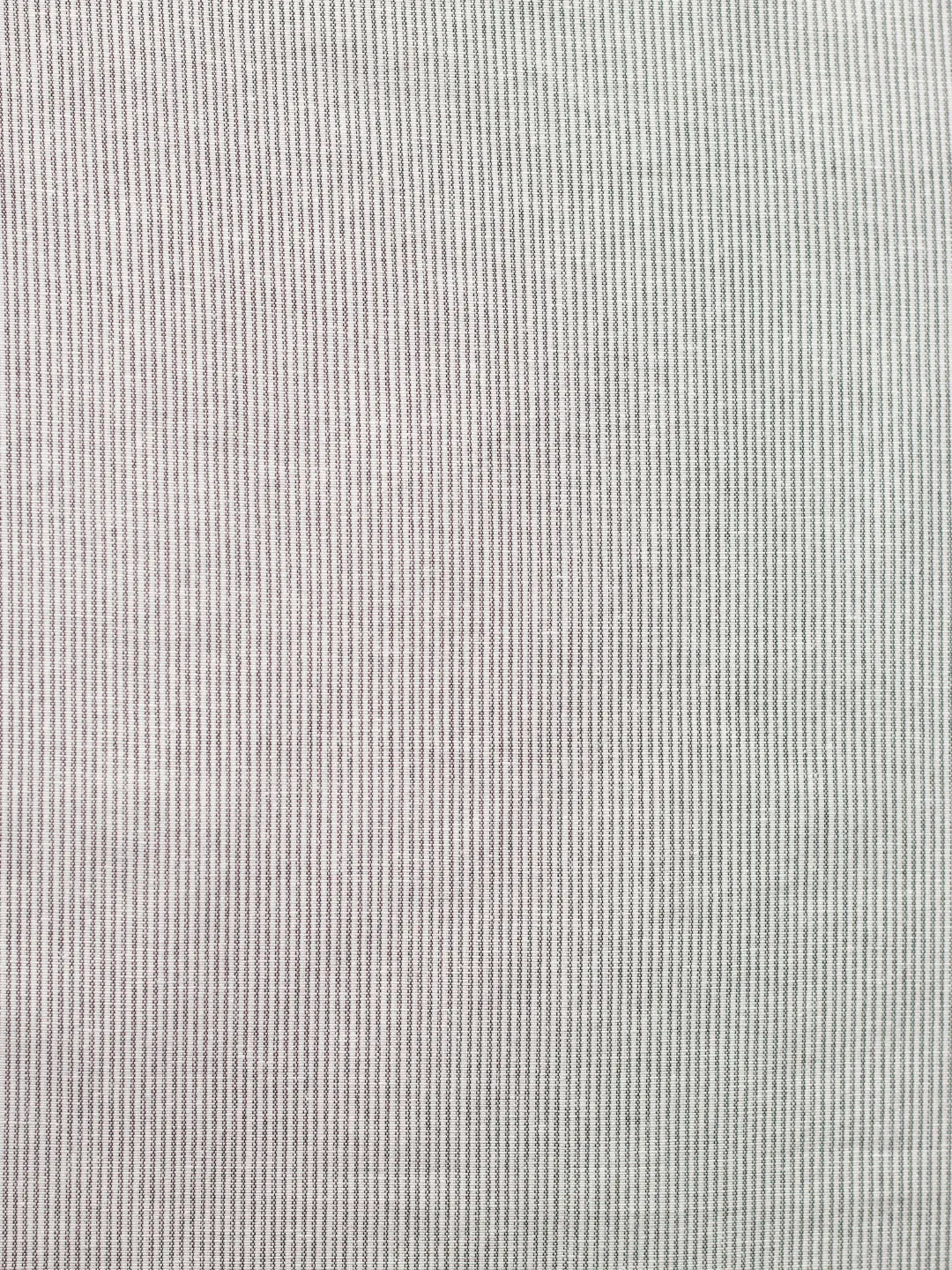 Small Plain Line White & Grey Traditional Khadi Fabric
