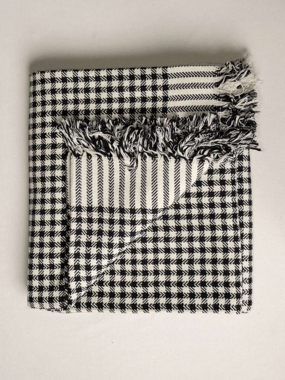 Hand Woven Khadi Blankets, Khes, Throw - All Season - Black