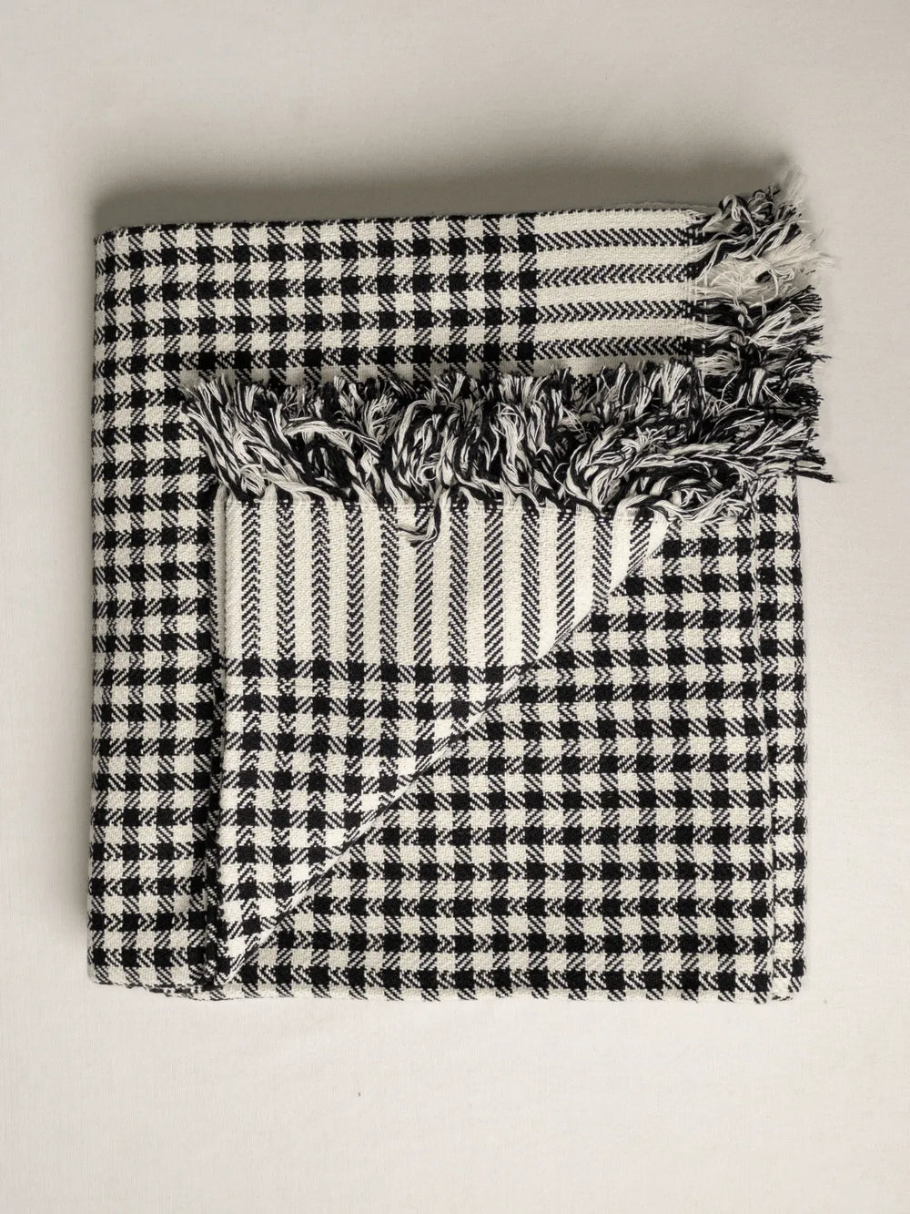 Hand Woven Khadi Blankets, Khes, Throw - All Season - Black