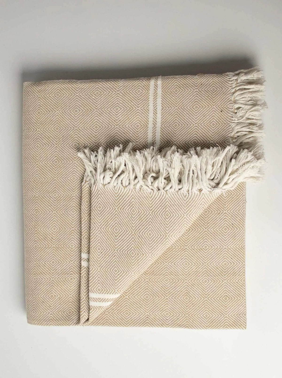 HAND WOVEN KHADI KHES, BLANKETS, THROW  IN LIGHT BROWN COLOR- ALL WEATHER