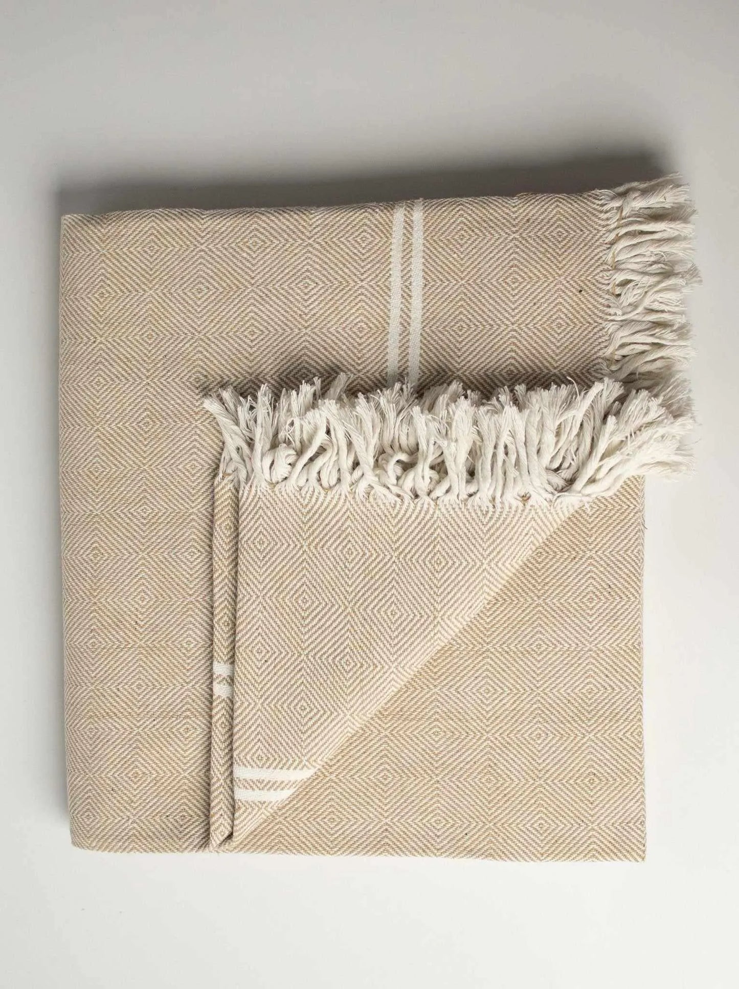 HAND WOVEN KHADI KHES, BLANKETS, THROW  IN LIGHT BROWN COLOR- ALL WEATHER