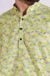 Vibrant Print Cotton Light Green Color Kurta
