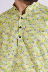 Vibrant Print Cotton Light Green Color Kurta